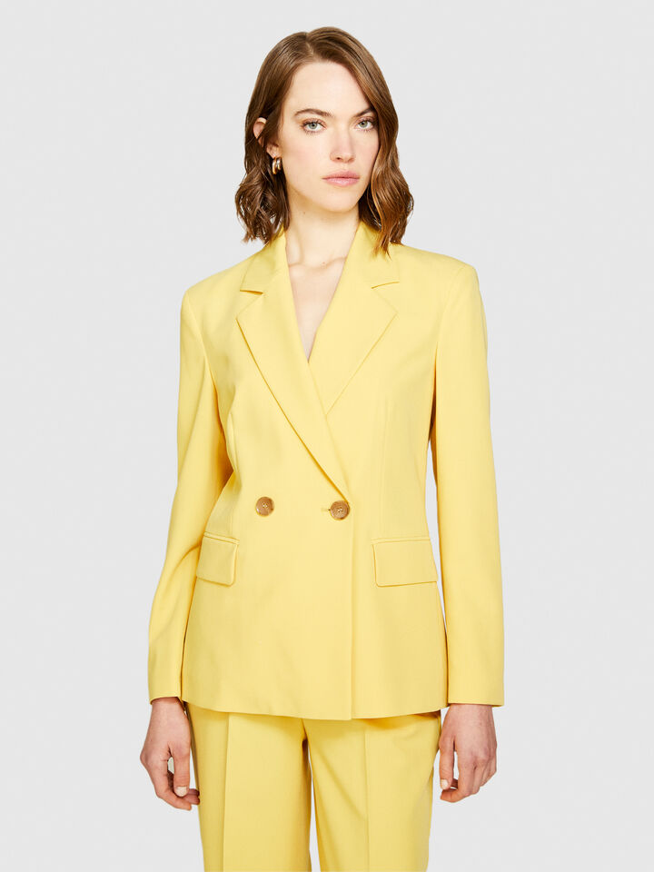 Double-breasted slim fit blazer - women's blazers - Yellow | Sisley image number 4